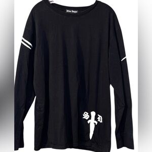 Black Long Sleeve Shirt with White Skull Design 2X